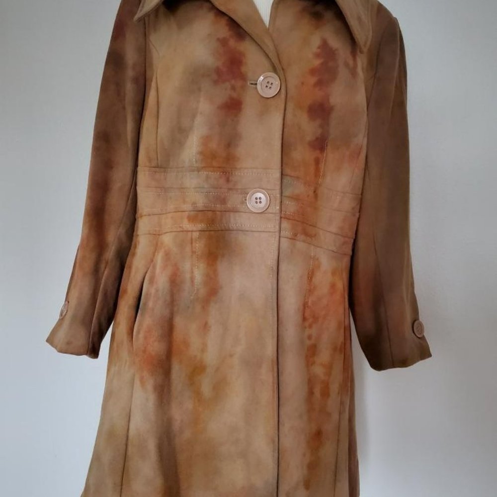 LONG WINTER wool trench pea COAT plus 12 14 16 tie dye brown tan beige camo